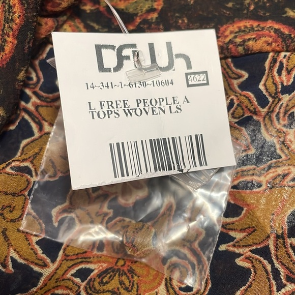 Free People NWT Women’s Small Bronze Combo Merrie Mixed-Print Semi Sheer Tunic - Picture 7 of 9